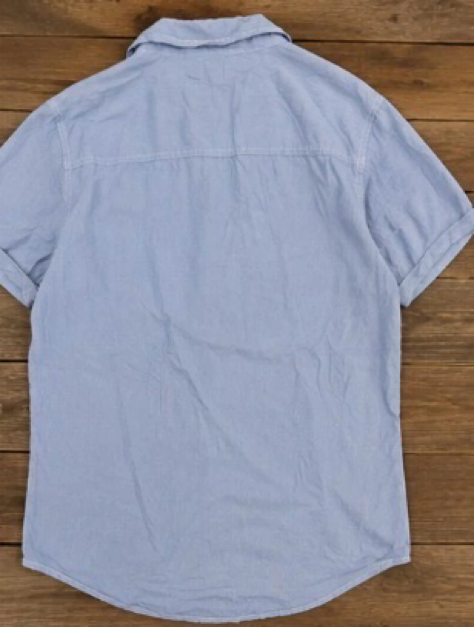 Mondaca Light blue short-sleeved fine stripe shirt size 41/42 casual style – photo 3